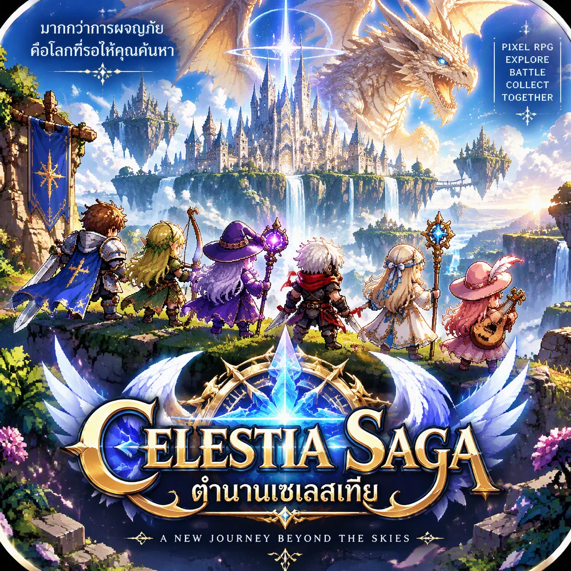 ภาพหลัก Celestia Saga: ปาร์ตี้ 6 อาชีพมองไปยังนครลอยฟ้าและมังกรทองคำ